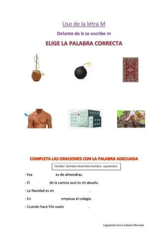 Palabras con m delante de b