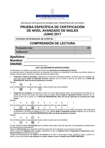 B2 READING TEST EDUCASTUR JUN 2017