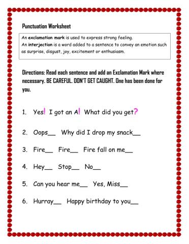 Punctuation Worksheet