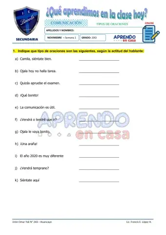 Prac. tipos de oracion SEGUN ACTITUD