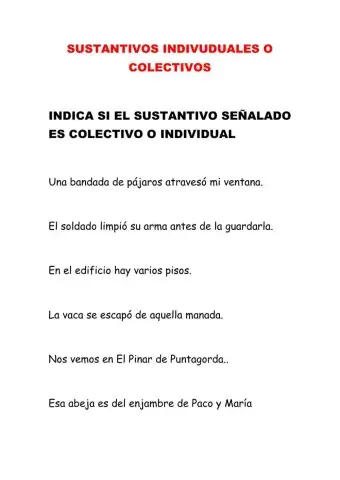 Ficha sustantivos individuales y colectivos