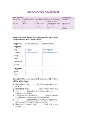 Superlative adjectives