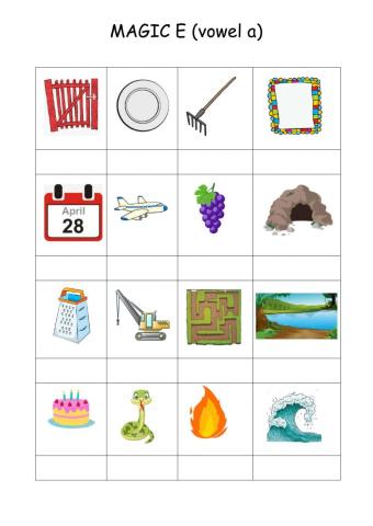 Magic E - vowel a
