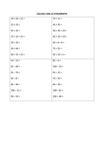 Calcoli con lo strumento