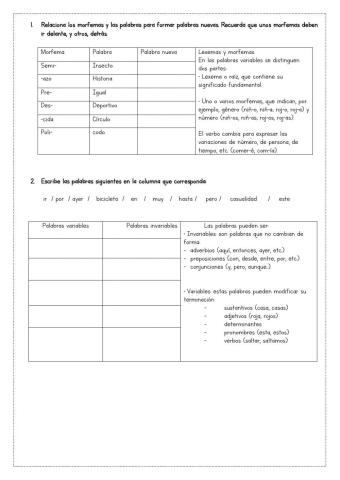 Morfemas y palabras invariables-variables