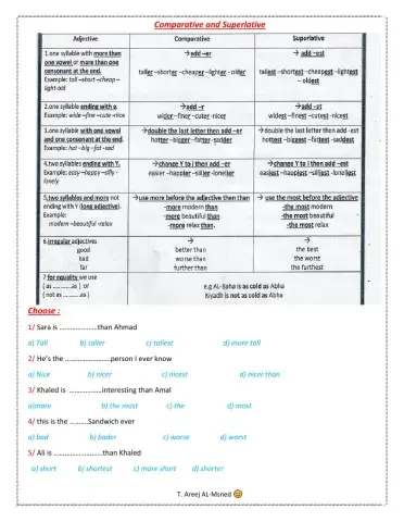 Comparative and superlative