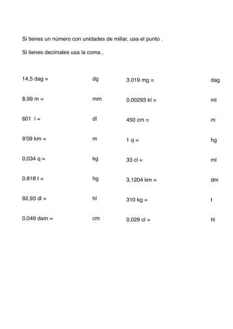 Cálculo unidades de longitud, capacidad y masa