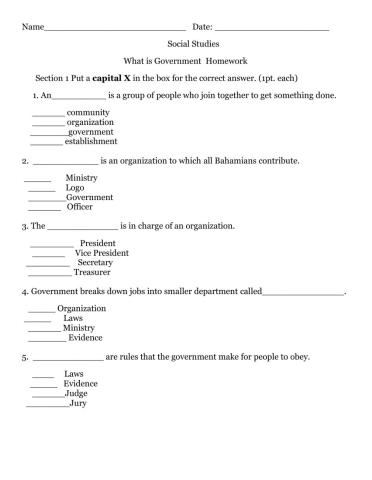 What is Government  Homework