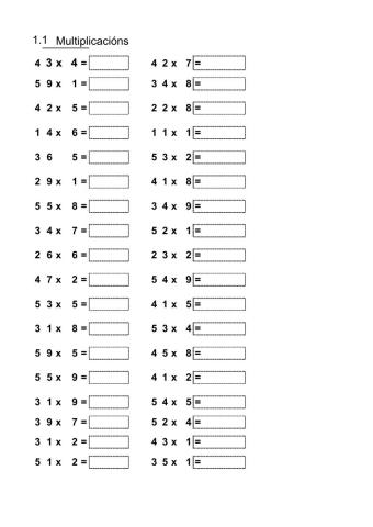 Multiplicación línea 2 cifras