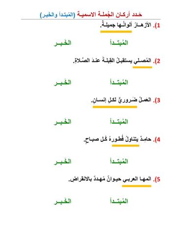 تحديد أركان الجملة الاسمية-2