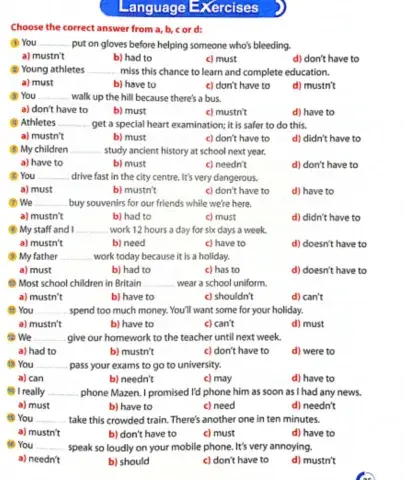 Language Exercises on staying healthy