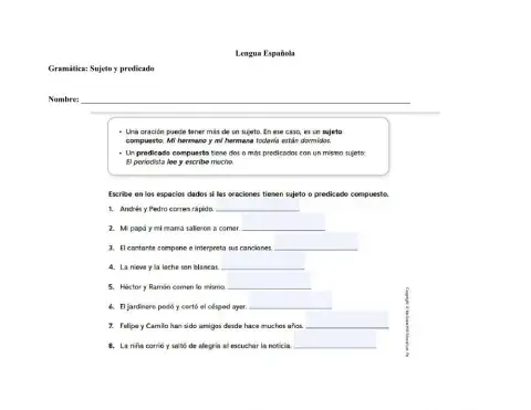 Gramática: sujeto y predicado