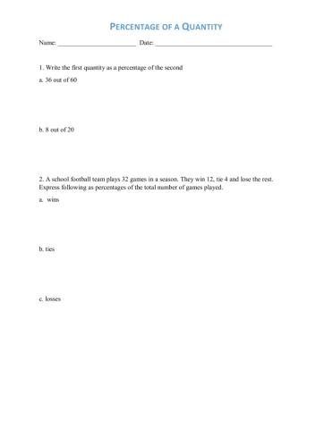 Percentage of a Quantity