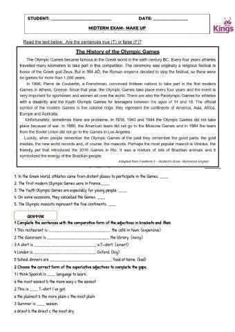 Midterm exam kings- make up