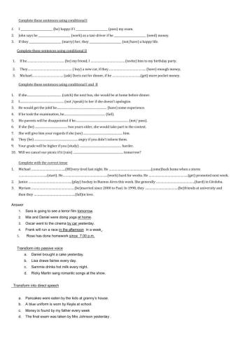 Mixed tenses - Conditionals - Passive Voice