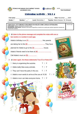 Listening Activity - A phone message