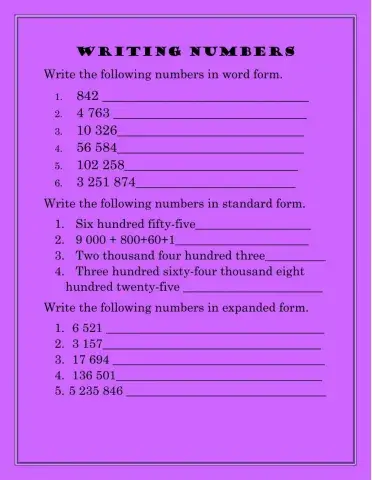 Writing Numbers