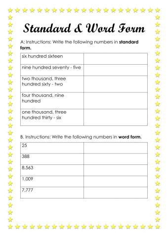 Standard and Word Form