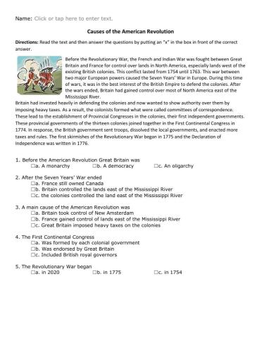 Causes of the American Revolution