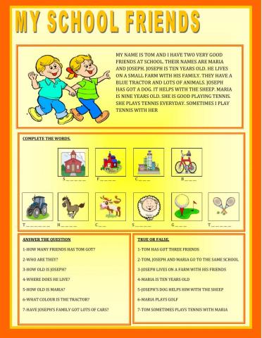 Reading comprehension-my friends