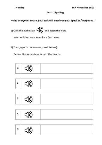 Unit 4: Lunchtime (Spelling)