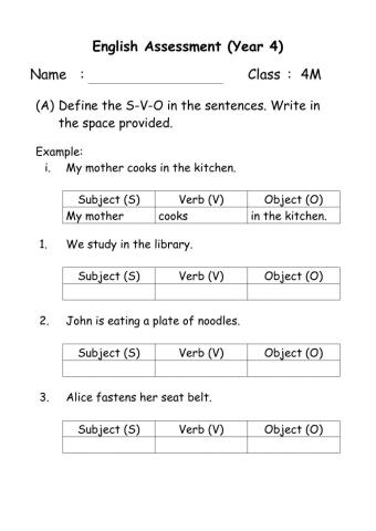 English Assessment (Year 4)