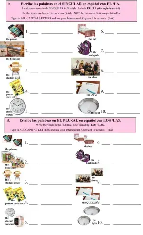 Escribir Singular y Plural - -1