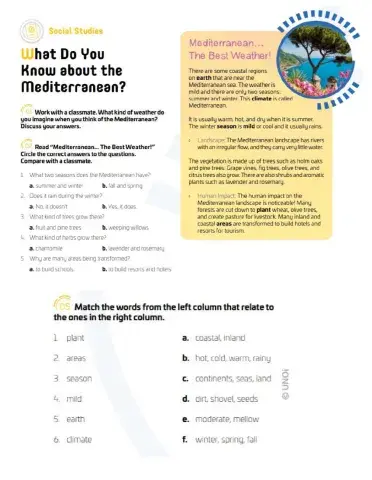 7A SOCIAL STUDIES P. 70 What Do You Know about the Mediterranean?