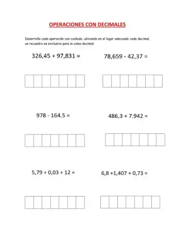 Operaciones con decimales