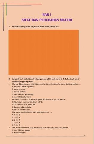 Sifat dan Perubahan Kimia