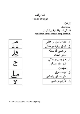 Tajwid :Tanda Waqaf