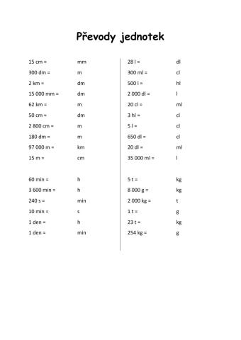 Převody jednotek