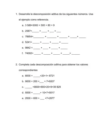 Descomposición aditiva de un número