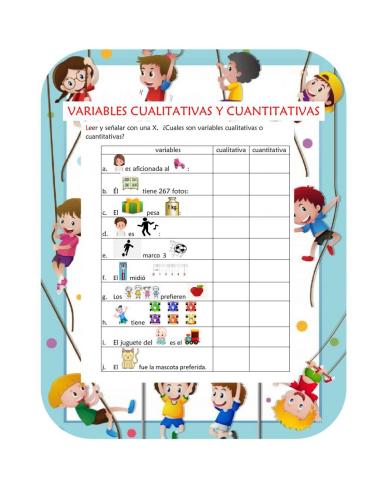 Practiquemos Variables Cualitativas y Cuantitativas