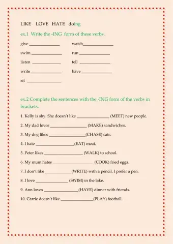 Like love hate doing