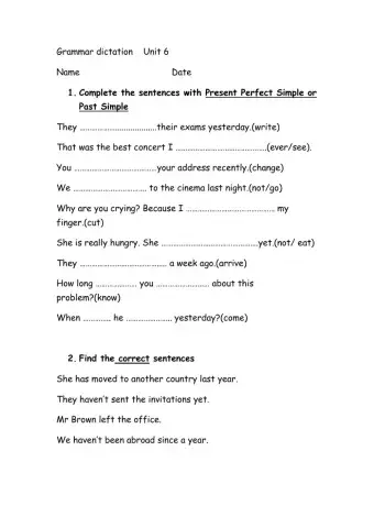 Present perfect simple-past simple