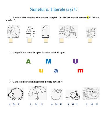 Sunetul u. Literele U u