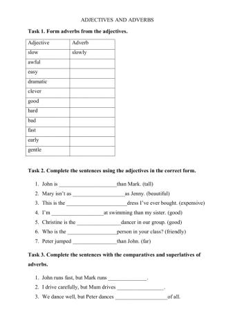 Adjectives and adverbs