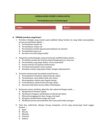 Pertumbuhan dan Perkembangan