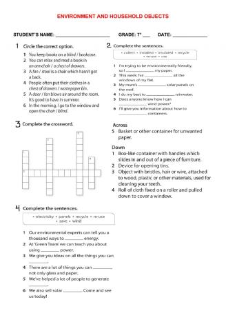 Household objects and environment