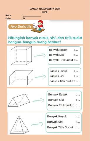 Jumlah rusuk, sIsi dan titik sudut bangun ruang