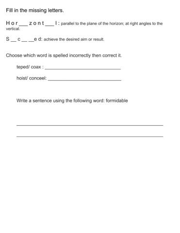 Mock Spelling test grade 6