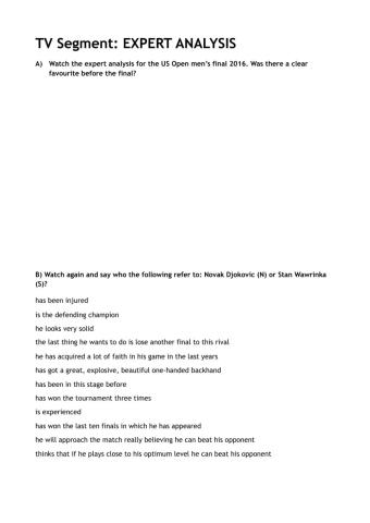 Tennis - Expert Analysis