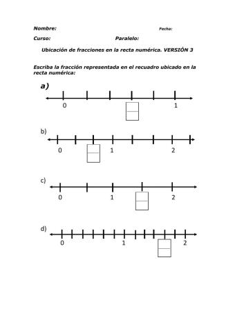 Ubica fracciones en la recta numérica