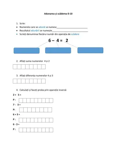 ADUNAREA ȘI SCĂDEREA 0-10