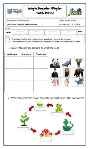 Show me what you know - food chain -second grade- fourth term -2020