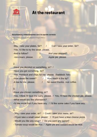 Restaurant dialogues Travellers IPI