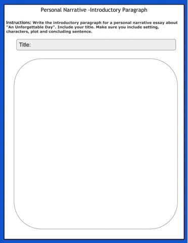 Personal Narratives - Drafting