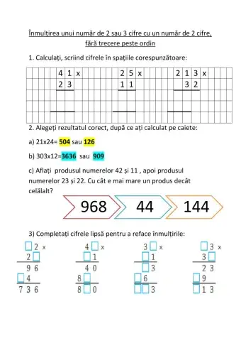 Inmultirea numerelor ZU-SZU cu ZU