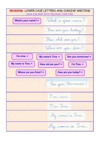 Reading LOWER CASE LETTERS AND CURSIVE WRITING